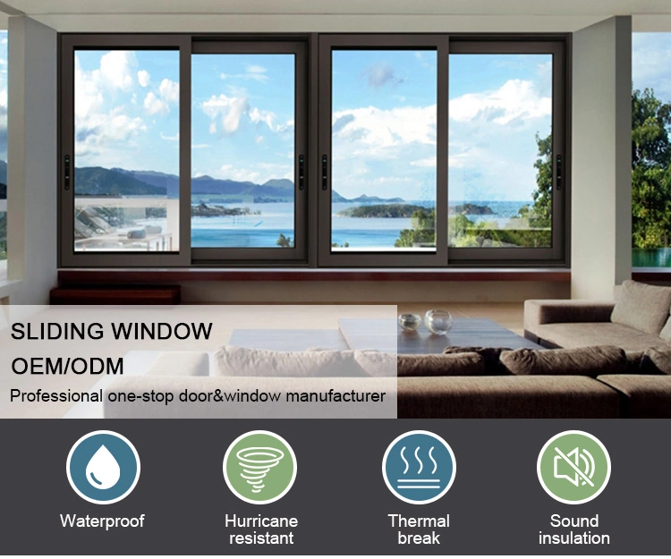 Energy Efficient Aluminium 3 Tracks Sliding Window Aluminum Windows Smoothly Windows Others Sliding Glass Windows